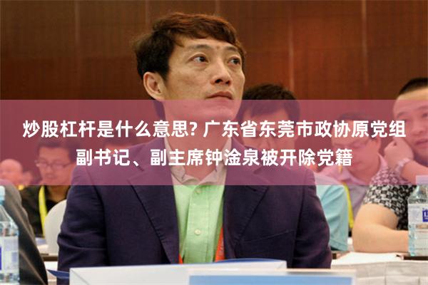 炒股杠杆是什么意思? 广东省东莞市政协原党组副书记、副主席钟淦泉被开除党籍