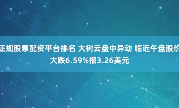 正规股票配资平台排名 大树云盘中异动 临近午盘股价大跌6.59%报3.26美元