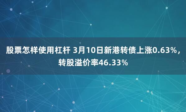 股票怎样使用杠杆 3月10日新港转债上涨0.63%，转股溢价率46.33%